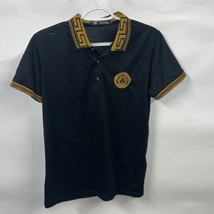Versace Classic V2 Black & Gold Medusa Polo Shirt